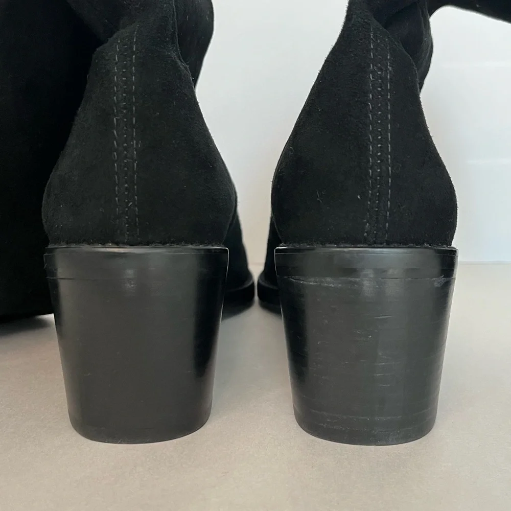 Stuart Weitzman Tieland Over The Knee Boots Size 9M Black Stretch Suede Leather